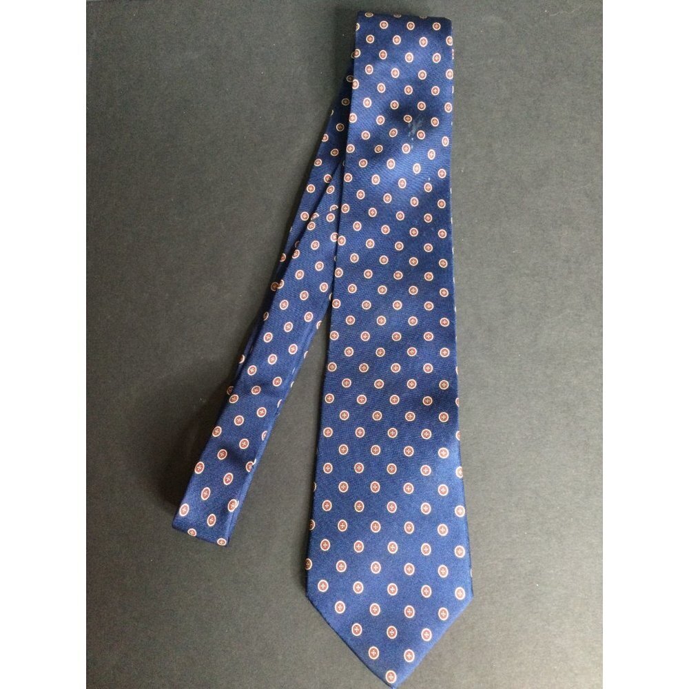 Yves Saint Laurent mens silk neck tie blue red white designer